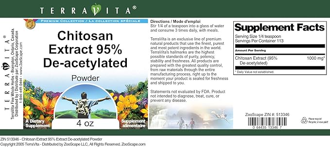 Chitosan Extract 95% De-acetylated Powder (4 oz ZIN: 513346) - 3 Pack
