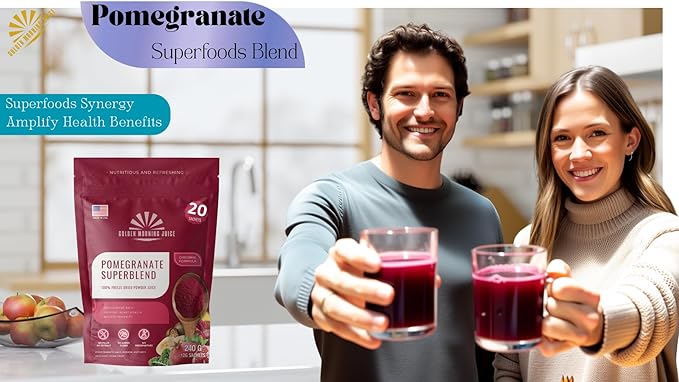 Pomegranate Superblend 100% Freeze Dried Powder Juice Pomegranate Avocado Kale Beets Banana Monk Fruit No Sugar added.