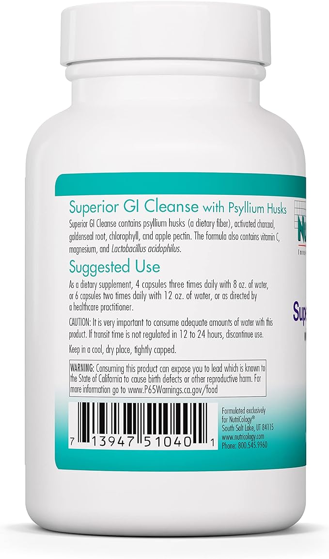 Nutricology Superior GI Cleanse Supplement - Gut Cleanse Detox Constipation Relief for Men &amp Women Colon Cleanse Magnesium - 100 Count