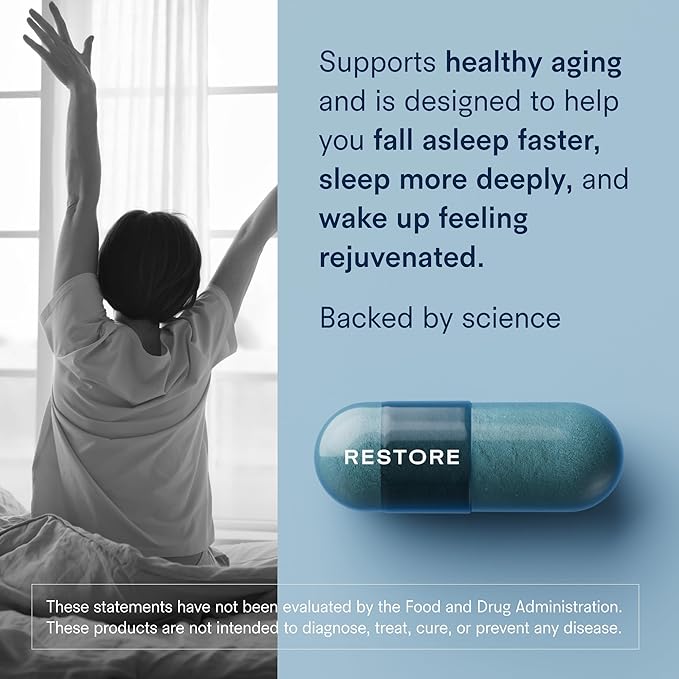 Tally Health Cognitive Lift Bundle - Deep Restorative Sleep &amp Sharper Memory Focus &amp Brain Aging Support with Restore (30-Day Supply 90 Caps) + Sharpen (30-Day Supply)