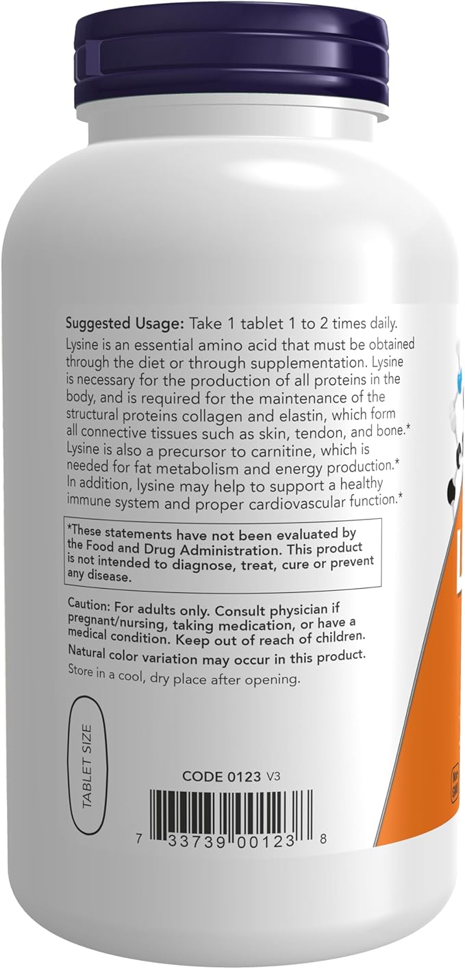 Now L-Lysine 1000 mg Double Strength250 Tablets