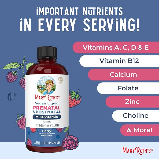 MARYRUTH'S Postnatal &amp Prenatal Vitamins for Women | Sugar Free | Womens Multivitamin for Pre-Conception Pregnancy &amp Nursing | Ginger | Selenium | Folate | Vegan | Non-GMO | Gluten Free | 16