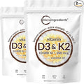 Micro Ingredients Vitamin D3 10000 IU + K2 MK-7 200 mcg 600 Softgels with Virgin Coconut Oil (2 Pack) | 2-in-1 Vitamins D &amp K Complex | Extra Strength Easy to Swallow Non-GMO Gluten Free