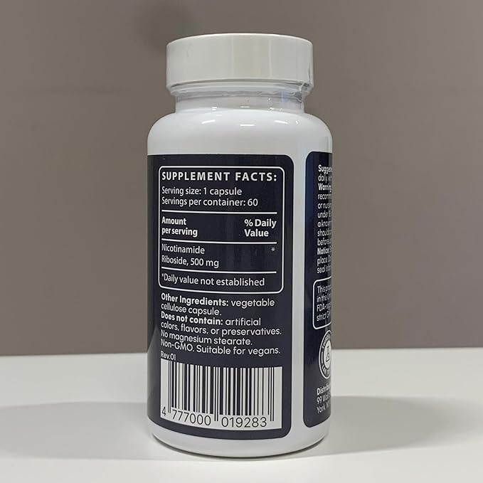 NR Supplement - High Purity Nicotinamide Riboside Capsules - NAD+ Booster for Anti-Aging Cellular Energy &amp Repair - Alternative to NMN - 60 Veggie Capsules