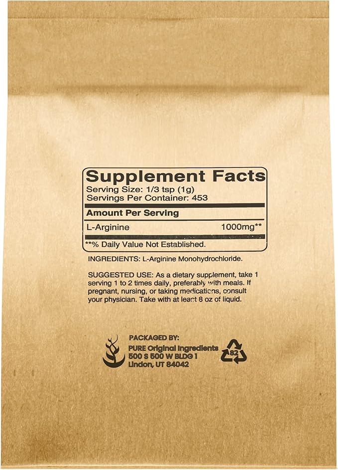PURE ORIGINAL INGREDIENTS L-Citrulline L-Arginine &amp AAKG Powder Bundle (1 lb Each) Food Safe Supplement Powders