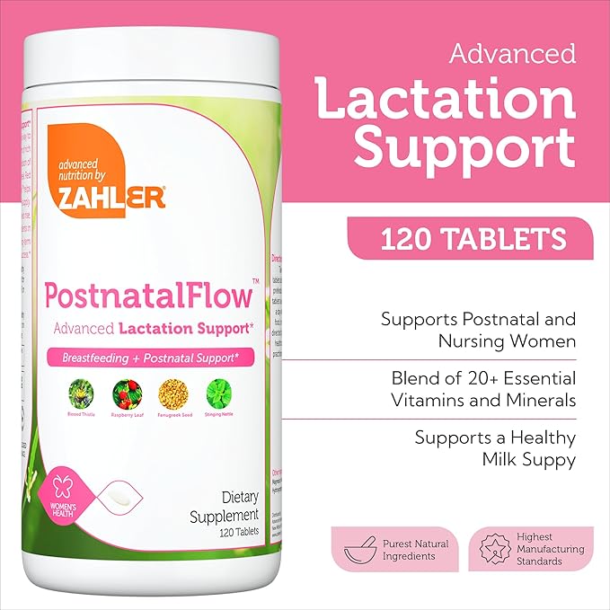 Zahler Postnatal Flow for Advanced Lactation Support Breastfeeding + Postnatal Support 120 Tablets.