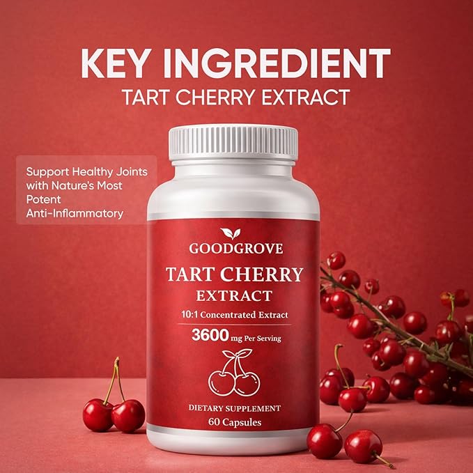 Good Grove Tart Cherry Extract Capsules Tart Cherry Extract 3600 mg 10:1 Vegan Non-GMO Dietary Supplement 60 Capsules