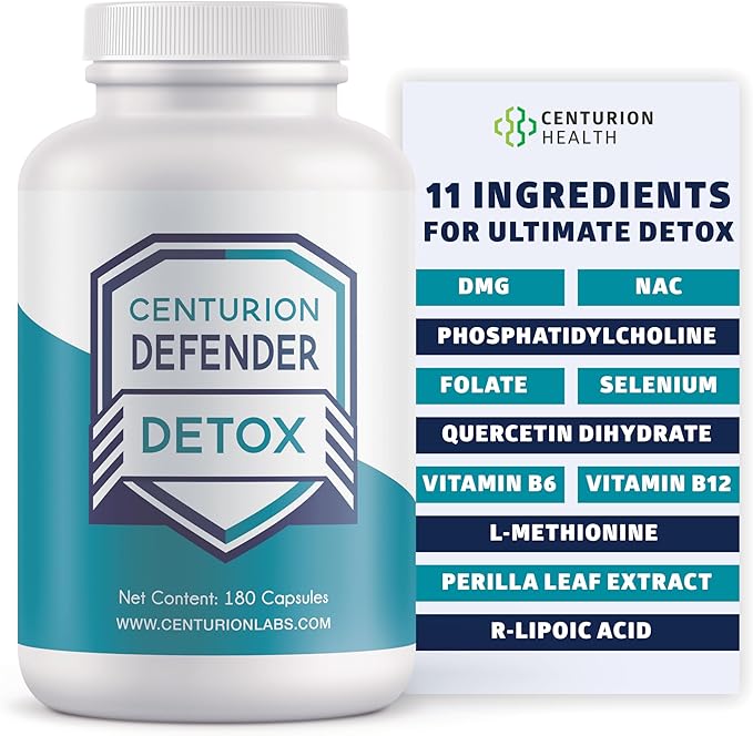 Centurion Defender Liver Cleanse &amp Repair Supplement with Phosphatidylcholine Vitamin B6 Folate L-Methionine and R-lipoic Acid 180 Caps