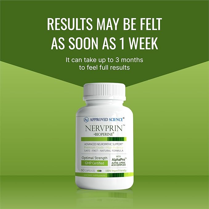 Approved Science Nervprin - Nerve Support - Benfotiamine B12 R-Alpha-Lipoic Acid Corydalis Boswellia BioPerine - 180 Capsules - Made in The USA