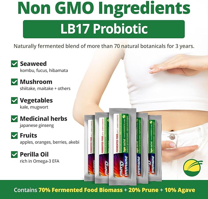 LB17 Fermented Food Biomass Probiotics for Women Men &amp KIds 3g - 10 Sachet/Box Probiotic Packets Probiotics for Digestive Health Adult Probiotic Digestive Nutritional Supplements Kids Gut Hea