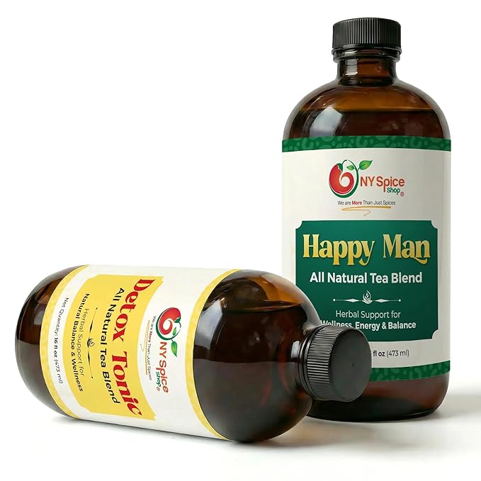 NY Spice Shop Detox Tonic &amp Happy Man Natural Tea Blend – All-Natural Liquid Herbal Beverages – Carefully Crafted Herbal Infusions with Natural Ingredients – 1 Count