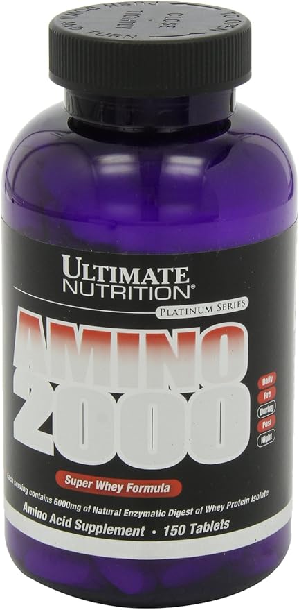 Ultimate Nutrition Amino 2000 Tablets Super Whey Formula Amino Acid Supplements with L-Leucine L-Isoleucine and L-Valine 2000mg 150 Tablets