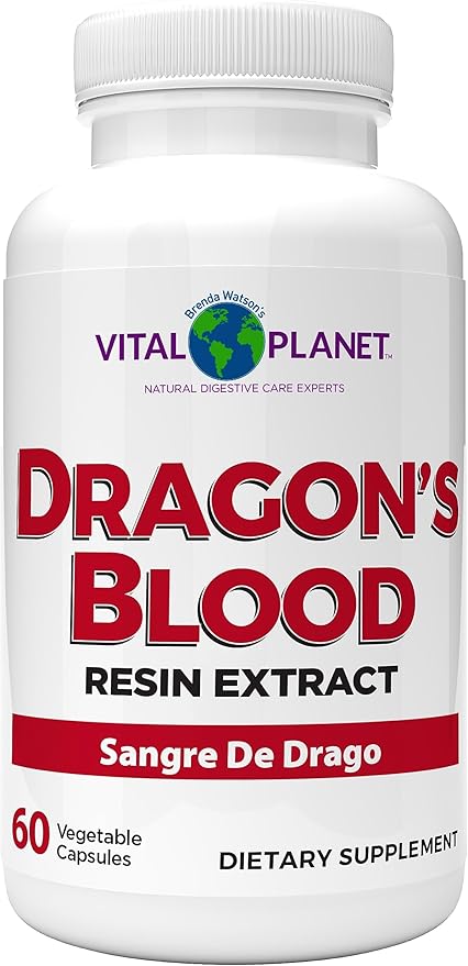 Vital Planet - Dragon's Blood Resin Extract Croton Lechleri Sangre de Drago (Sangre de Grado) Digestive Health Supplement Sustainably Sourced from Amazon Rainforest of Peru 500mg 60 Capsules