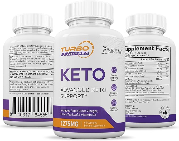 (10 Pack) Turbo Ripped Keto ACV Pills 1275MG Keto Support Blend Capsule Alternative to Keto ACV Gummies Formulated with Apple Cider Vinegar Extra Virgin Olive Oil Powder Green Tea Leaf 600 Capsules