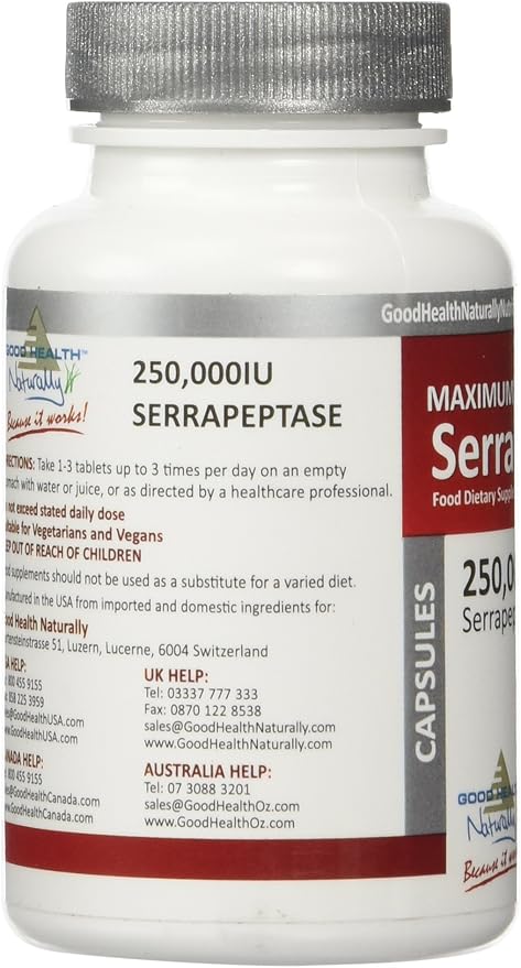 Serra Enzyme Serrapeptase Supplement - Clear Lungs and Sinuses Proteolytic Digestive Cleanse | 250000 IU - Maximum Strength | 90 Capsules