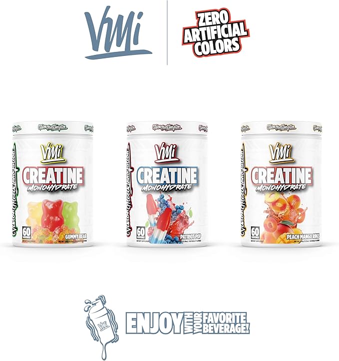 VMI Sports Creatine Monohydrate Powder Muscle Mass – Strength – Size – Power | 5 Grams per Serving (60 Servings Gummy Bear)