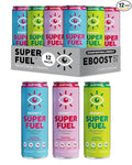 EBOOST Super Fuel Healthy Energy Drink Variety 12 Pack (Old Flavors) - Low Sugar Energy Drink with Natural Caffeine Vitamins Electrolytes &amp Nootropics - Clean Energy Boost No Crash