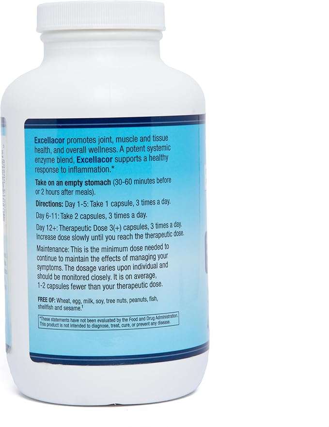 Excellacor-450 Systemic Enzyme Supplement – Acid-Resistant Serrapeptase &amp Proteolytic Enzymes – Supports Healthy Inflammation Response Joint Function &amp Circulation – 450 Vegetarian Capsules