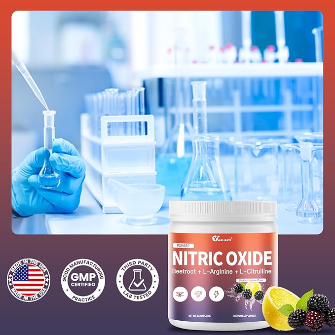 Nitric Oxide Supplement - Beet Root Powder with L-Citrulline &amp L-Arginine Nitric Oxide Supplements for Men Women with Beetroot Supports Energy Heart Health BlackBerry Lemon Flavor 35-Day Supp