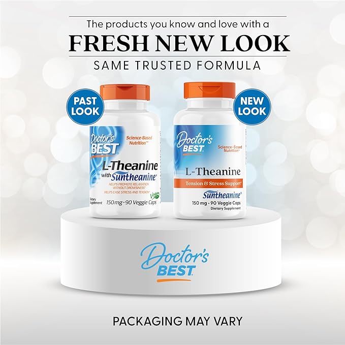 Doctor's Best L-Theanine Contains Suntheanine Helps Reduce Stress &amp Sleep Non-GMO Gluten Free Vegan 150 mg (DRB-00197) 90 Count