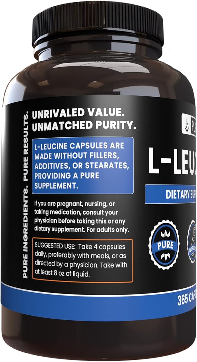 Pure Original Ingredients L-Leucine (365 Capsules) No Magnesium Or Rice Fillers Always Pure Lab Verified