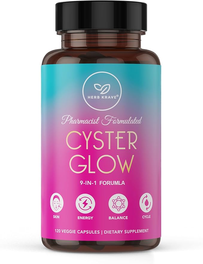 Cyster Glow 9-in-1 Women’s Inositol Complex – Myo &amp D-Chiro Inositol 40:1 – Pharmacist-Formulated Daily Wellness Support.