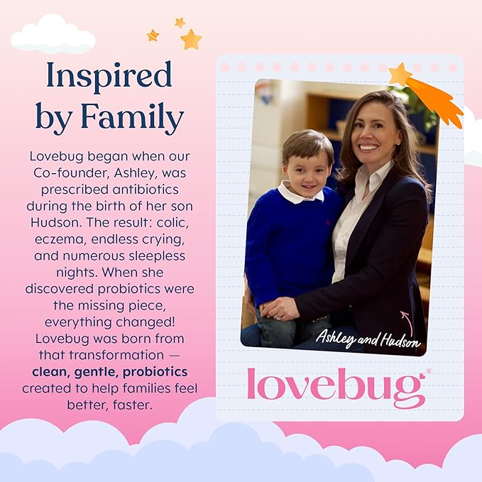 LOVEBUG Infant Probiotics 0-6 Months - USDA Organic Probiotics for Babies Supports Baby Gas Colic Reflux Diarrhea and Newborn Constipation Relief Allergen &amp Sugar Free Tasteless Powder 30 P