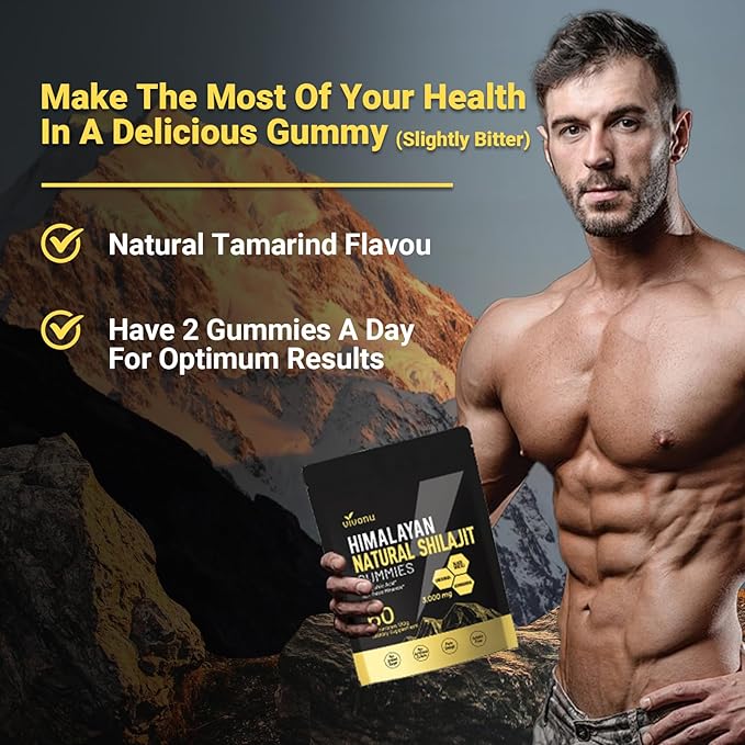 Shilajit Gummies with Ashwagandha | 85+ Minerals &amp Fulvic Acid | Organic Energy &amp Stamina Supplement | All-in-One Support for Strength Mood* &amp Metabolism*