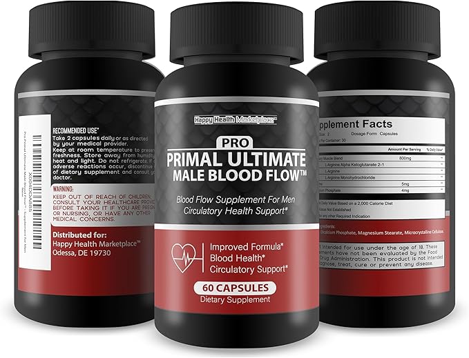 Pro Primal Ultimate Male Blood Flow - Our Best Advanced Blood Flow Circulation Support - Blood Flow Pro Primal X Primal Ultimate Max Blood Flow Supplement Powder Capsules Whole Body Circulation Pills