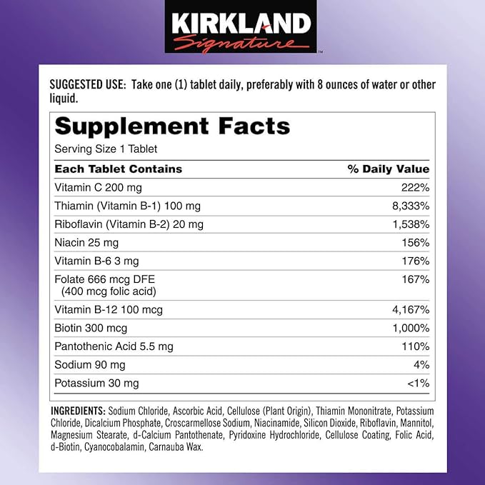 Kirkland Signature Super B-Complex with Electrolytes 500 Tablets (2 Pack)