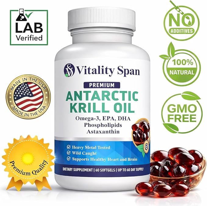 Krill Oil Omega 3 Astaxanthin Choline DHA EPA Superior Absorption Extra Strength No Fish Oil Aftertaste Heavy Metal Tested Small Size Softgels 500mg