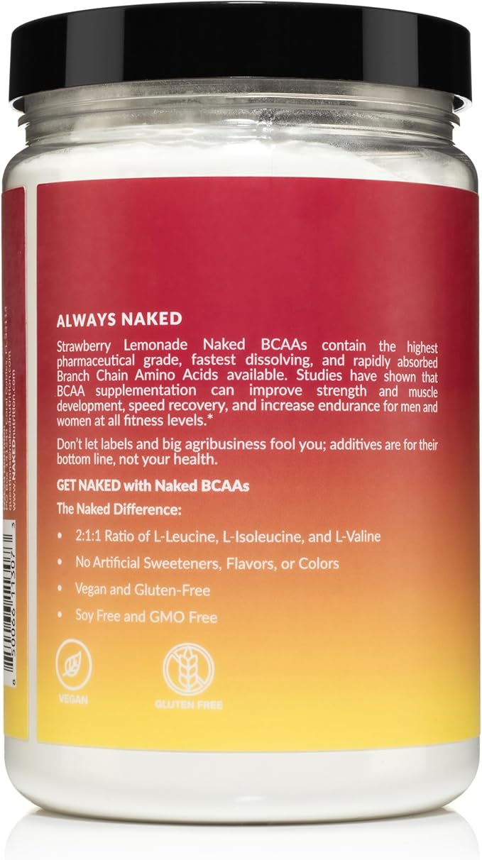 NAKED Strawberry Lemonade BCAAs + Cherry Lime Energy – 2:1:1 Amino Acids (34 Servings) &amp Clean Pre Workout (30 Servings) | Strength Endurance &amp Recovery