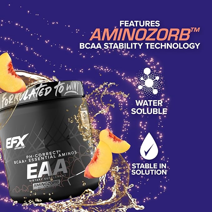 EFX Sports Training Ground EAA | Essential Amino Acids Supplement | Energy &amp Protein Synthesis | Pre Intra or Post Workout | 30 Servings (Georgia Peach)