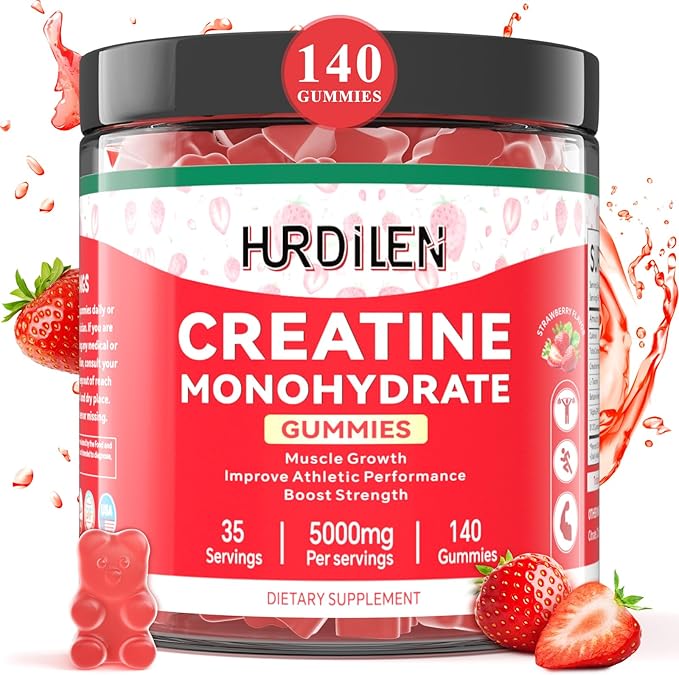 140 Count Creatine Monohydrate Gummies 5000mg Creatine Monohydrate No Sugar Gummies for Women &amp Men with L-Taurine Vitamin B12 for Muscle Strength Muscle Recovery Glute Builder Energy Boost