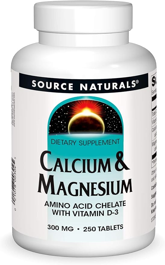 Source Naturals Calcium &amp Magnesium Amino Acid Complex with Vitamin D-3 300 MG - 250 Tablets