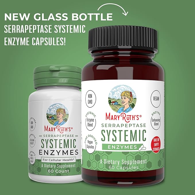 MaryRuth Organics Serrapeptase Enzymes Capsules | Up to 2 Month Supply | Enzyme Supplement for High Potency Sinus Relief Pills| Tissue Health and Cellular Health | Vegan | Gluten Free | 60 Count