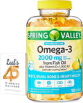 Spring Valley Omega-3 from Fish Oil 2000 mg for Eye Brain Bone &amp Heart Health Dietary Supplement Softgels 120 Count Bundle with Luall's 45 Diabetes Decoded