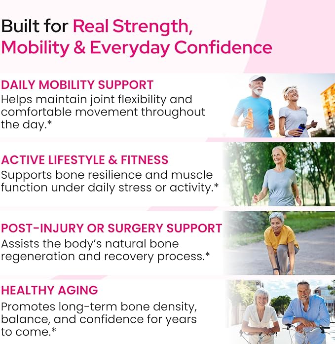 OsteoFrax™ Bone Health Supplement for Women - Cissus Quadrangularis &amp OsteoCaf® Vitamin D3 &amp K2 MK-7 Supports Bone Wellness 4-Phase Bone Support Formula