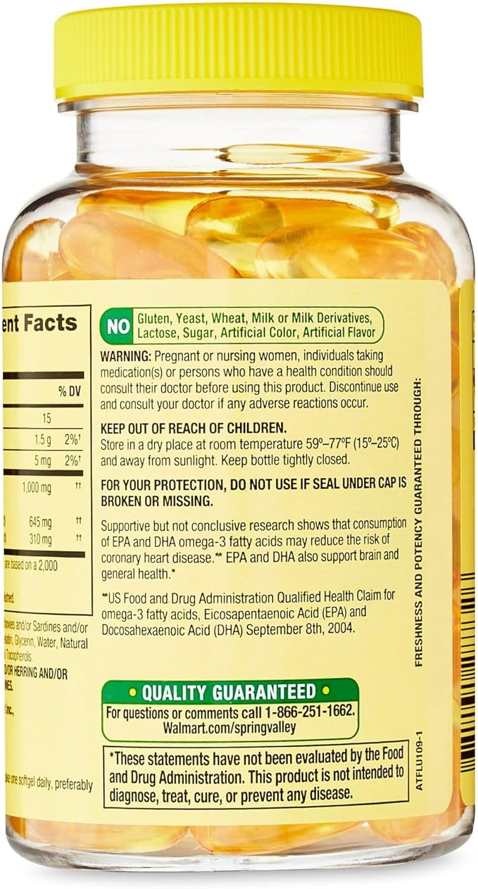 Omega 3 1000mg- Fish Oil 60 softgels (Pack of 1) Boxed By Fusion Shop Store