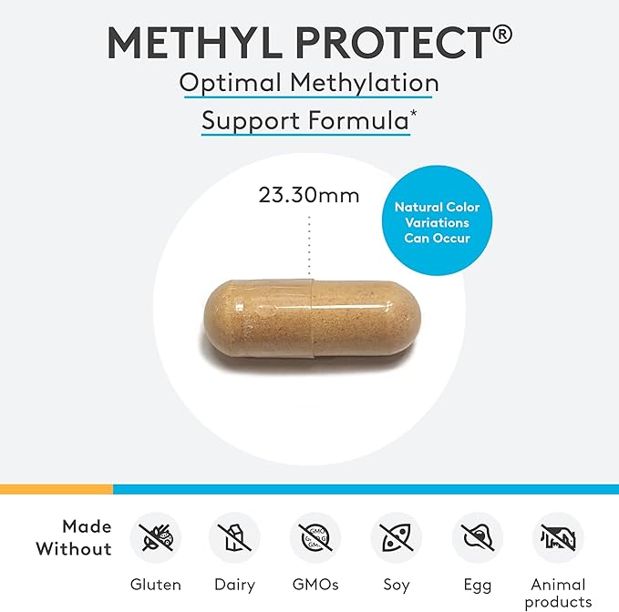 XYMOGEN Methyl Protect - 3400 mcg 5-MTHF (5-Methyltetrahydrofolate) - Cardiovascular &amp Neurological Support - Activated Vitamin B Supplement - Vegetarian &amp Gluten-Free - 60 Capsules