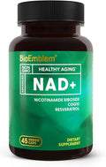 BioEmblem NAD+ Supplement | 300 mg Nicotinamide Riboside with CoQ10 &amp Resveratrol | Supports Healthy Aging Cellular Energy and Cognitive Function | Non-GMO Gluten Free - 45 Capsules