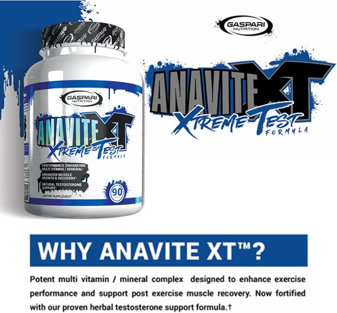 Gaspari Nutrition Anavite XT: Multivitamin and Mineral Complex for Men Enhanced Muscle Growth and Recovery Testosterone Support 90 Tablets