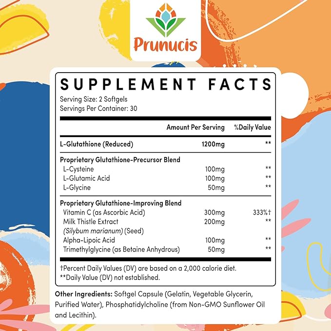 2400MG Liposomal Glutathione with Vitamin C Milk Thistle &amp Alpha-Lipoic Acid Master Antioxidants Pure Reduced L-Glutathione - Immune System Cell Repair Energy High Absorption 120 Softgels