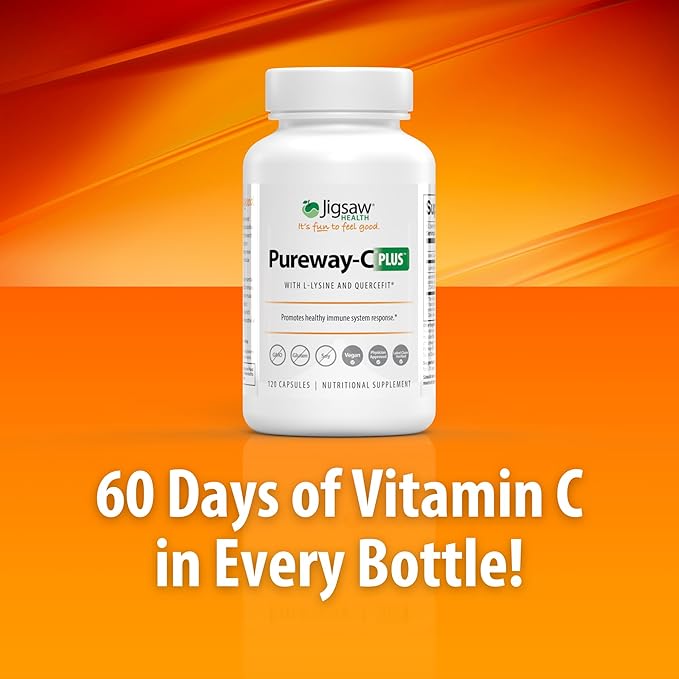 Jigsaw Health Pureway-C Plus | Vitamin C with L-Lysine and Quercetin | Promotes Healthy Immune System Response | 120 Capsules | 60 Servings