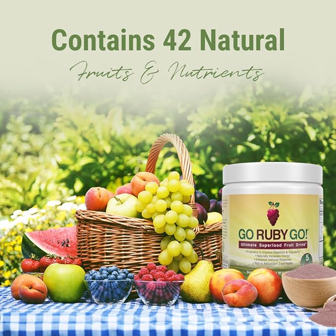 IVL - GO Ruby GO! Red Superfood Powder Juice | 42 Antioxidants Probiotics and Immunity Boost (Beet Root Powder and more Powder Supplements) | Fruit Powder &amp Extract Blend | Energy &amp Digestion