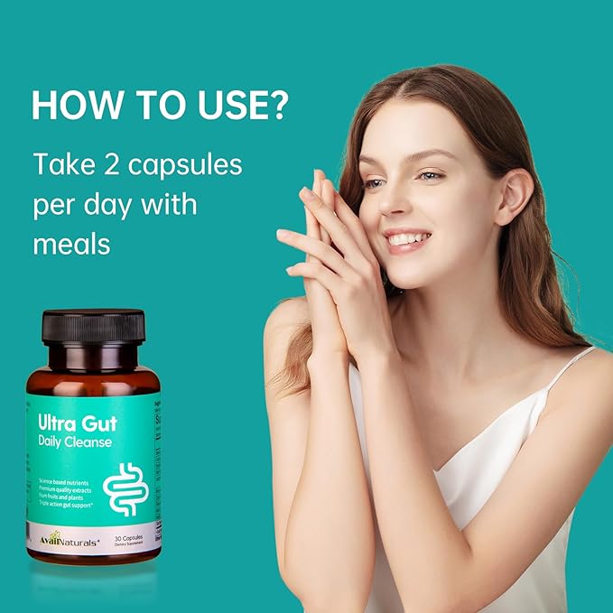 Ultra Gut Daily Cleanse - 15 Day Cleanse with Cascara Sagrada Senna Leaf Psyllium Husk Dietary Fiber 2.5B CFU Probiotics Gut Health Support Non-GMO 30 Capsules (3)
