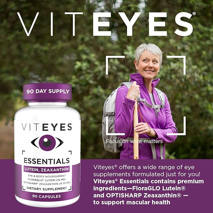 Viteyes Essentials Eye Health Dietary Supplement Lutein &amp Zeaxanthin for Macular Support 90 Capsules