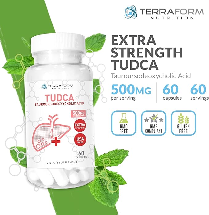 TUDCA 500mg - Pure TUDCA Supplement for Liver Support - Tauroursodeoxycholic Acid Capsules - 60 Capsules 60 Servings - Bile Salts for Healthy Liver Function &amp Digestive Support