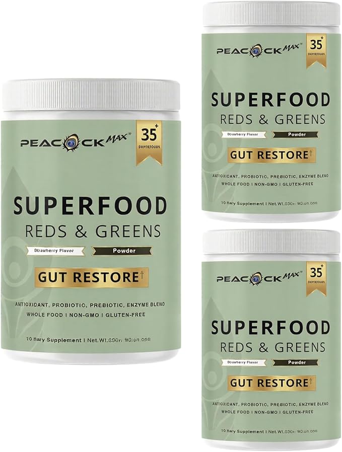 Superfood Reds &amp Greens Powder Bundle – 11.64 oz Single + 11.64 oz (Pack of 2) | Prebiotics &amp Probiotics Blend with Ashwagandha Antioxidants &amp Digestive Enzymes | Plant-Based Vegan Non-