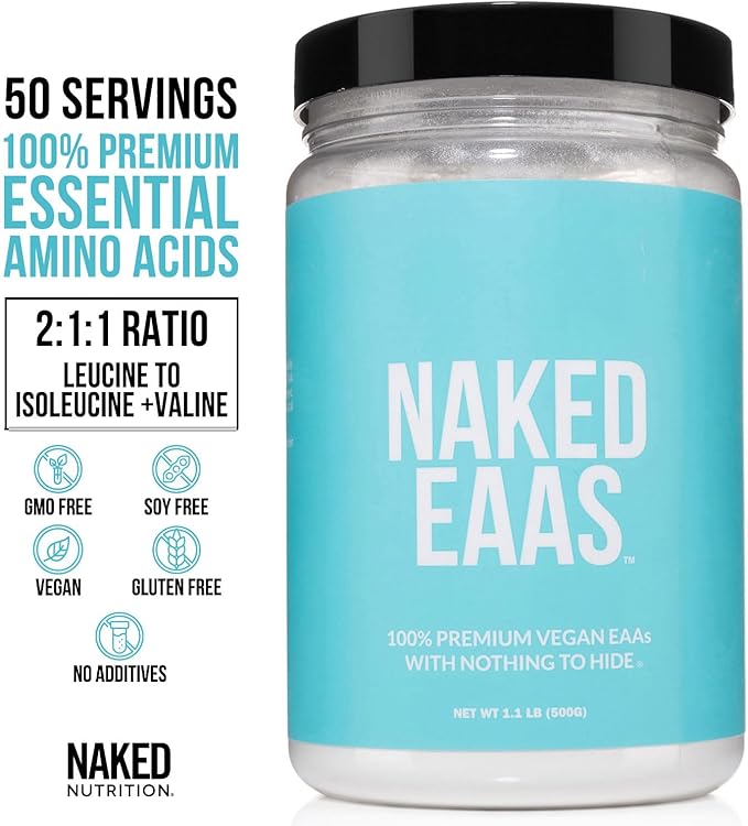 Unflavored Naked Naked BCAAs + Unflavored Naked Eaas Amino Acids Powder Bundle Vegan All Natural Essential Amino Acids 500 Grams